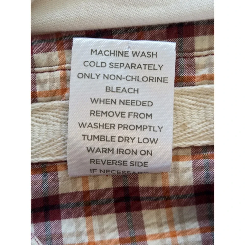 Gymboree Long Sleeve Button Down Shirt Maroon Beige Plaid Boys Size 6-12 Months